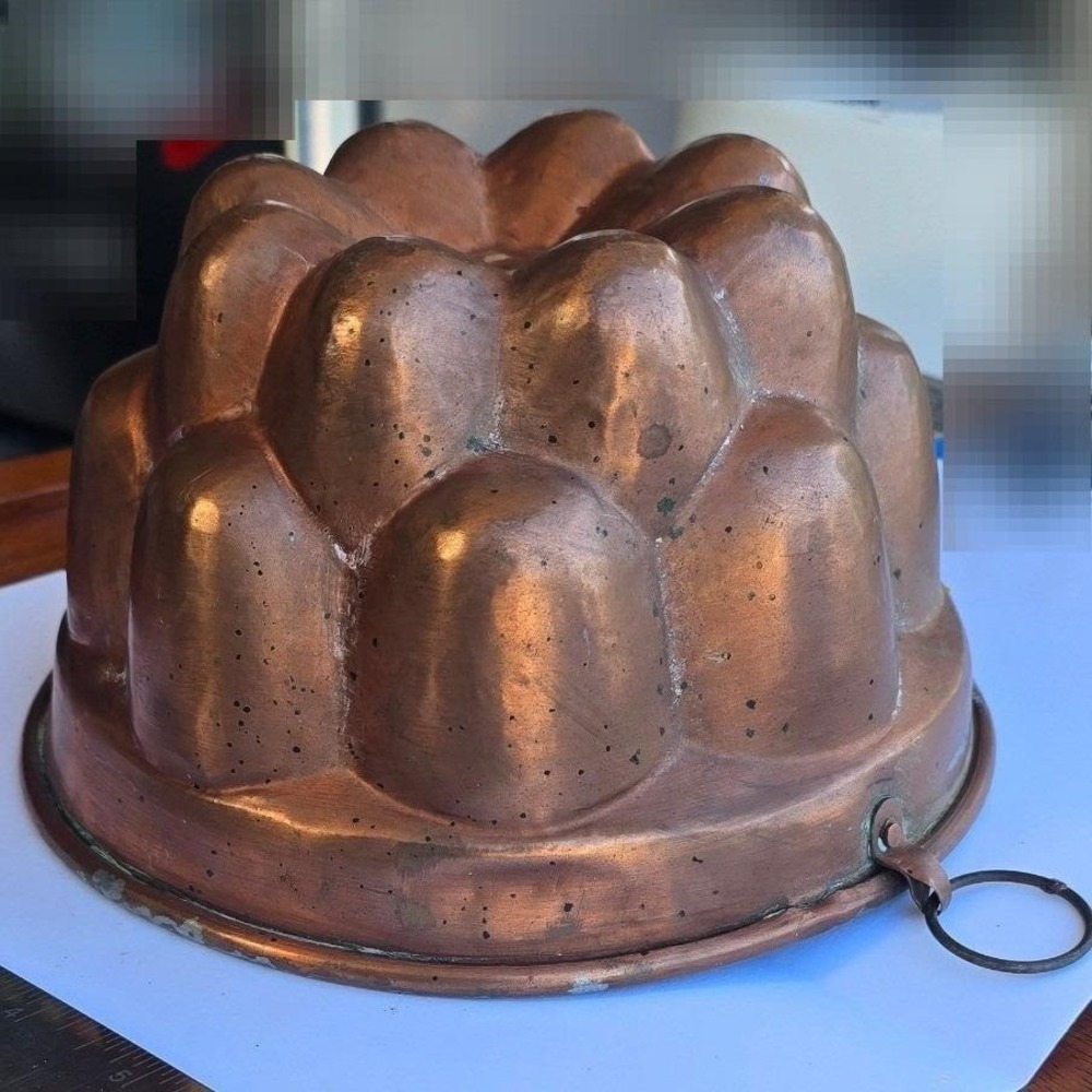 Vintage Copper Fluted Bundt Cake Gelatin Mold Pan Hanging Wall Decor 8inch - Picture 6 of 6